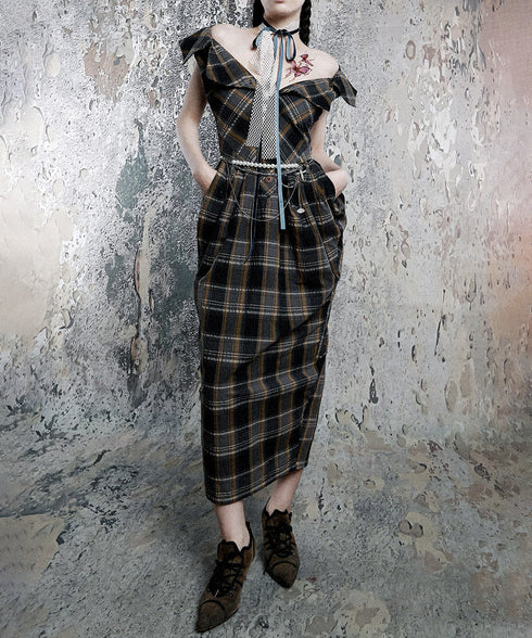 Plaid Fold Line Dress