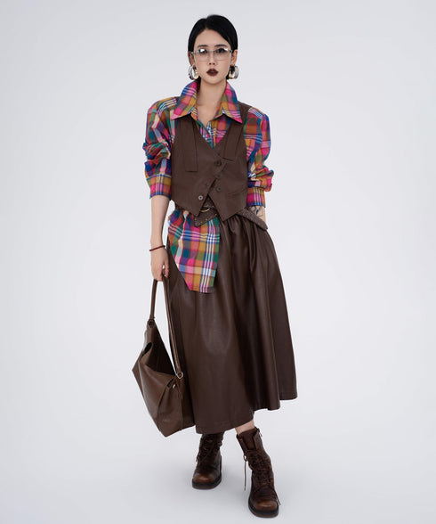 Color Mix Check Blouse