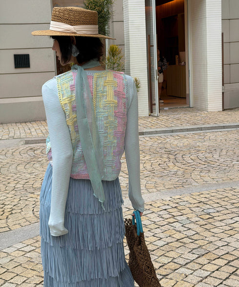 Pastel Grid Knit Vest