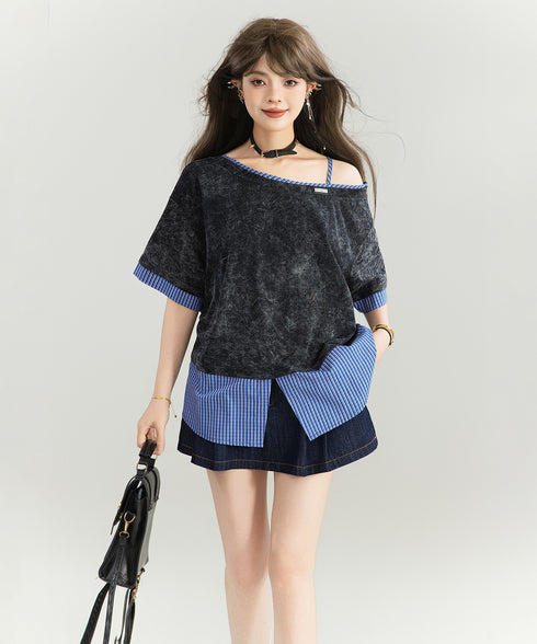 Layered Collar Contrast Top