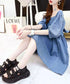 Ribbon Back Volume Denim Dress