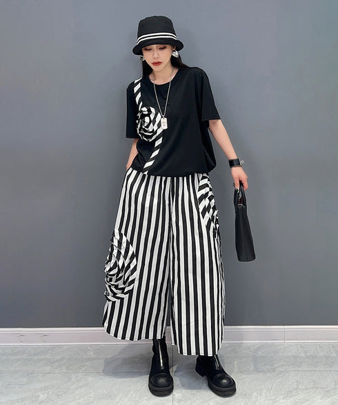 Stripe Rose Top & Pants Co-ord