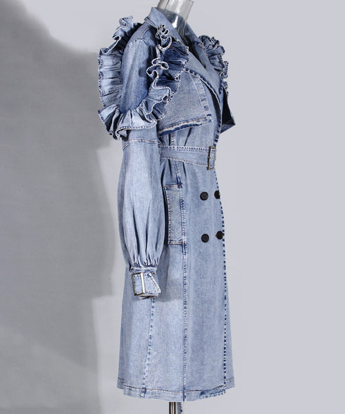 Ruelle Frill Denim Coat