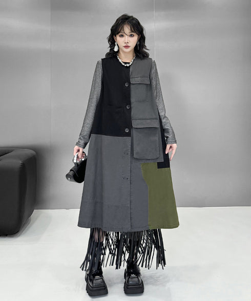 Color Block Cargo Panel Dress