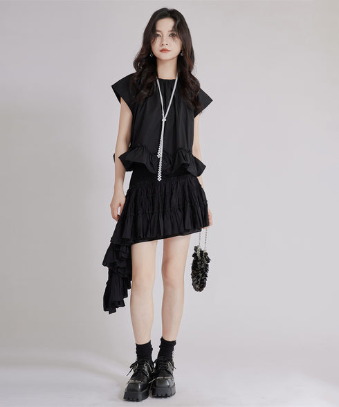 Layered Side-Flare Skirt