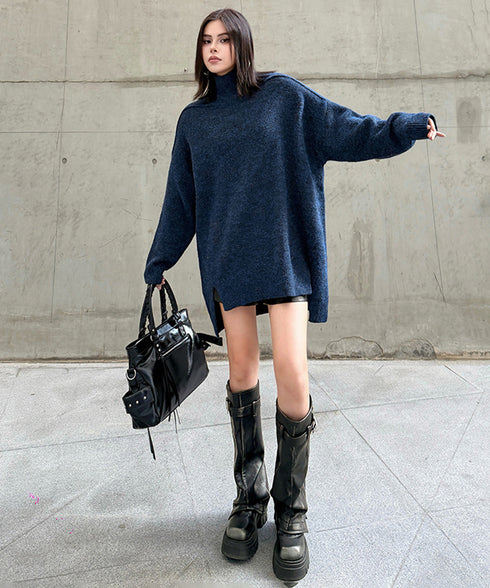 Oversized Highneck Knit Top