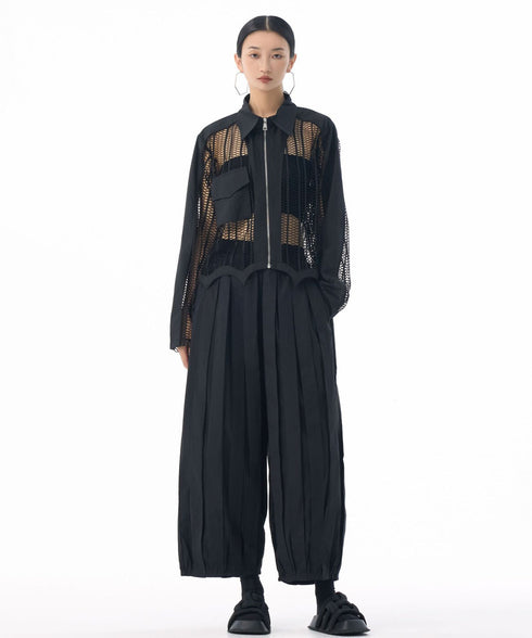 Mesh Zip Utility Blouse