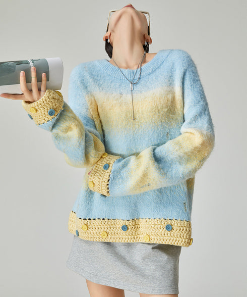 Gradient Fuzzy Knit Top