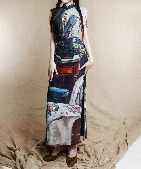 Still Life Print Slim Dress