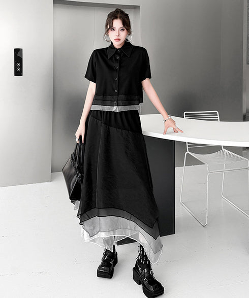 Layer Veil Blouse & Skirt Co-ord