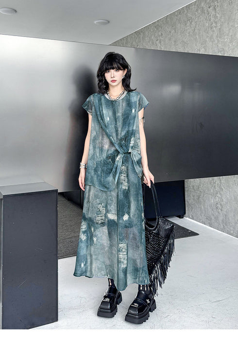 Floating Dye Top & Skirt Co-ord