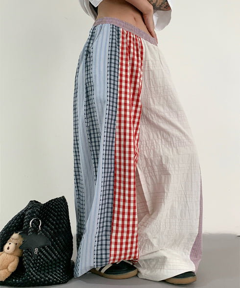 Patchwork Multi Check Pants