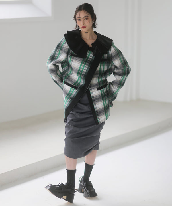 Frill Collar Plaid Jacket