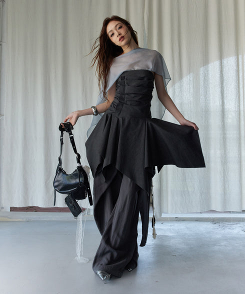 Drape Flow Corset Top & Sheer Scarf