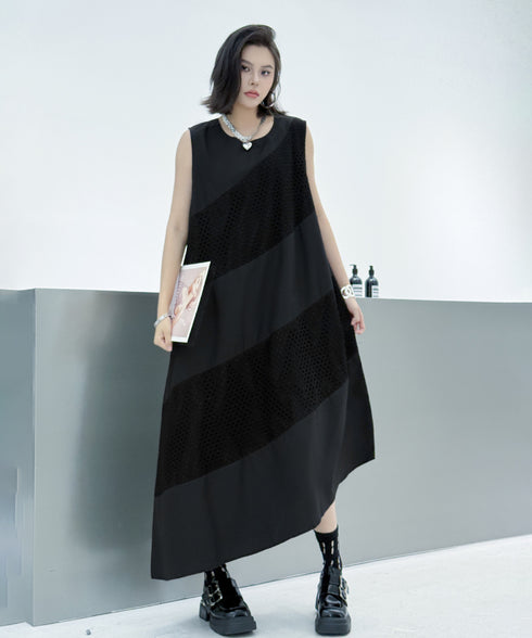 Diagonal Mesh Panel Dress