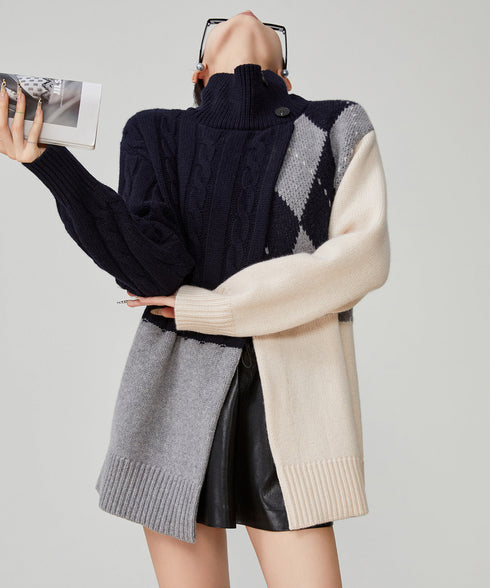 Argyle Cable Highneck Knit