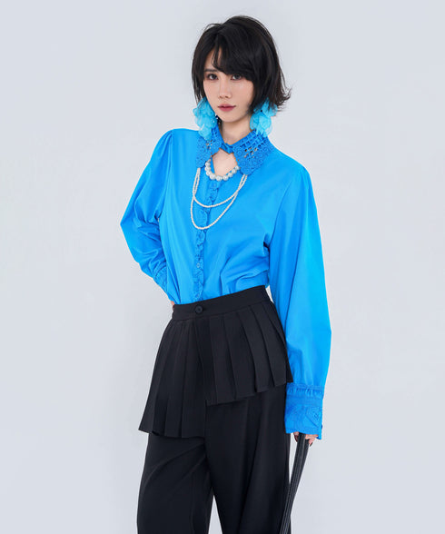 Lace Collar Sheer Blouse