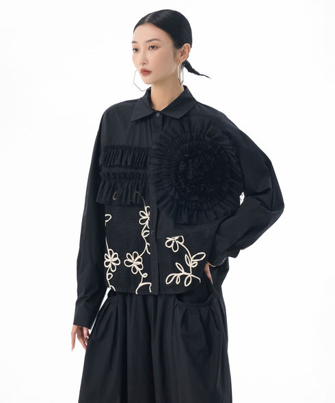Floral Embroidery Mix Blouse