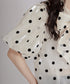 Glossy Dot Bow Blouse