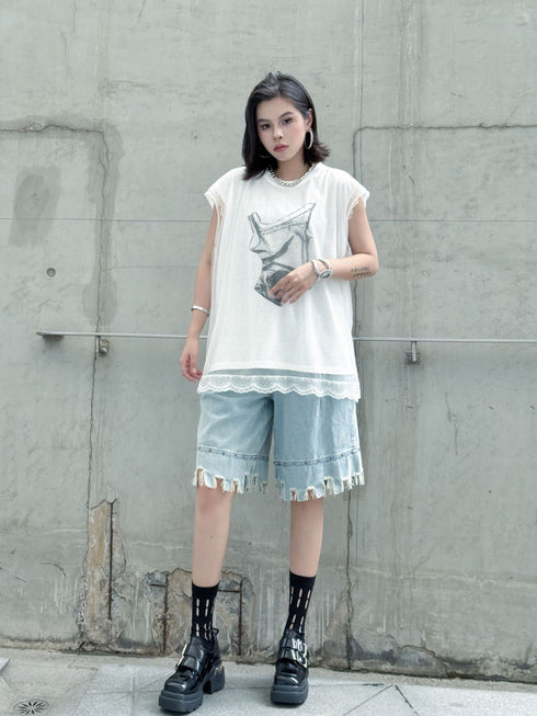 Mesh Overlay Graphic Tank