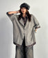 Grid Lapel Blouse