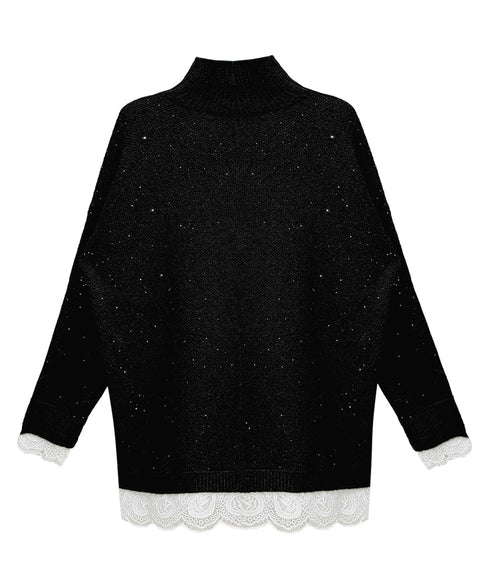 Frayed Contrast Knit Top