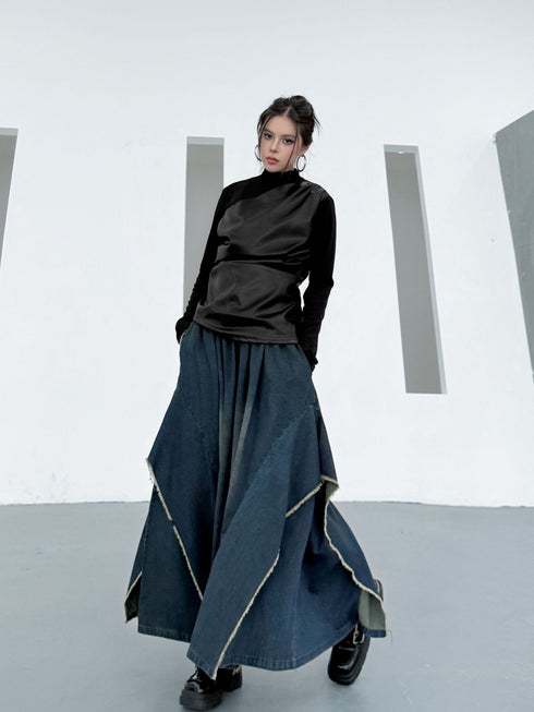 Draped Satin Mix Top