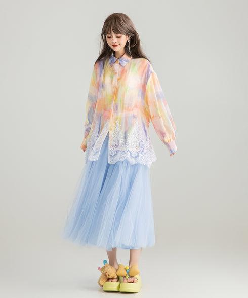 Watercolor Lace Blouse