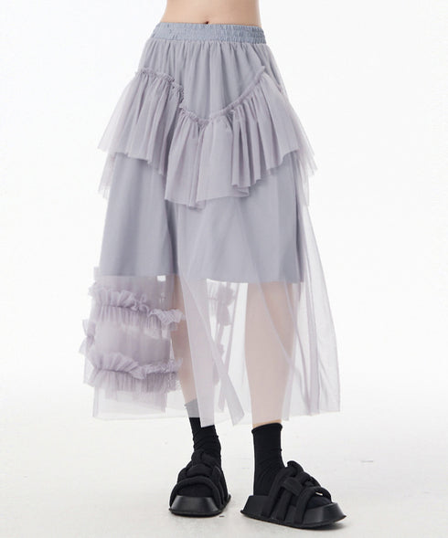 Layered Sheer Mesh Skirt