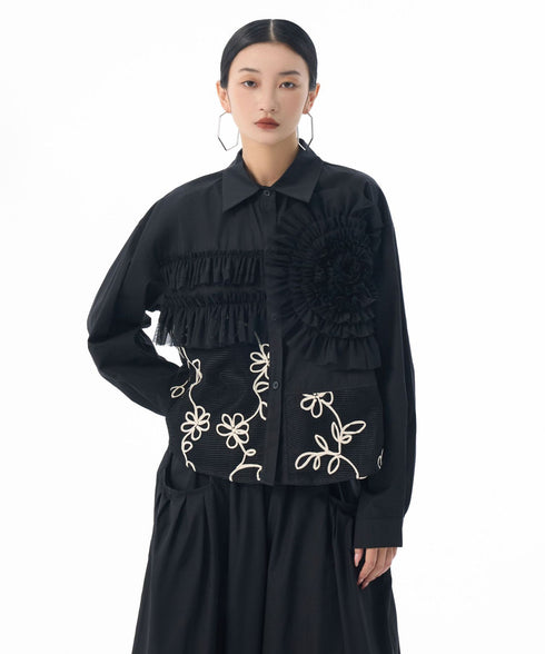 Floral Embroidery Mix Blouse