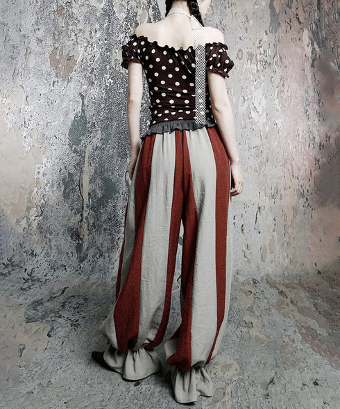 Stripe Gather Balloon Pants