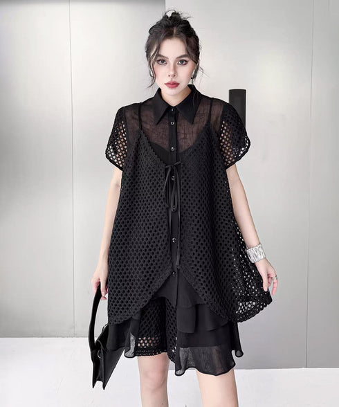 Open Frame Blouse & Shorts Co-ord