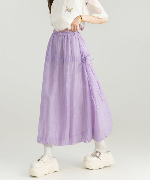 Sheer Balloon Hem Skirt