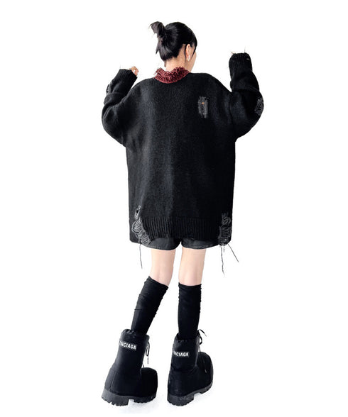 Fringe Patchwork Knit Cardigan