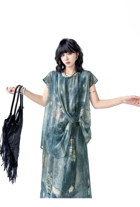 Floating Dye Top & Skirt Co-ord