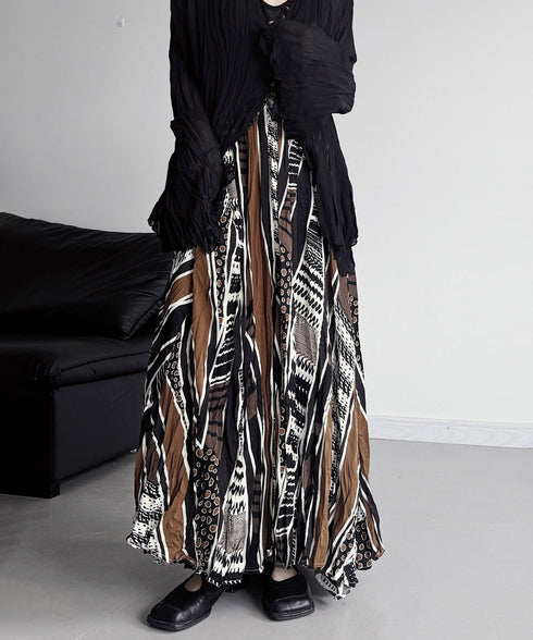 Ethnic Stripe Flow Maxi Skirt