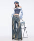 Crystal Dust Washed Wide Denim Pants