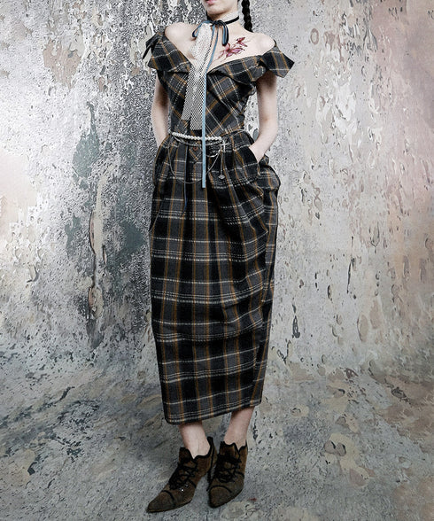 Plaid Fold Line Dress