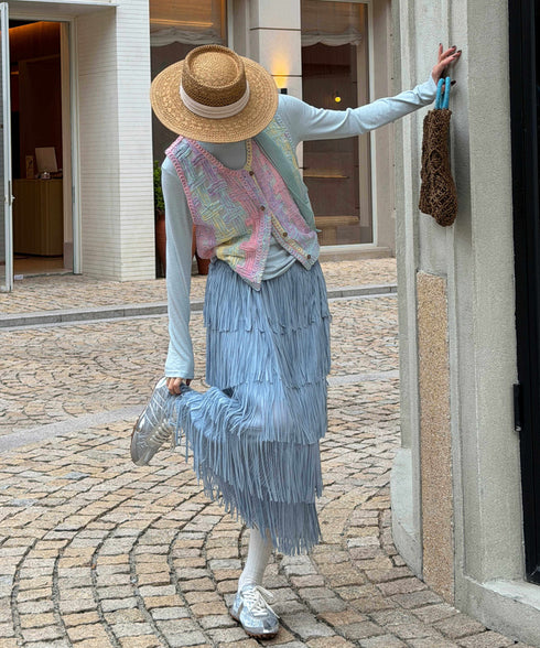 Pastel Grid Knit Vest