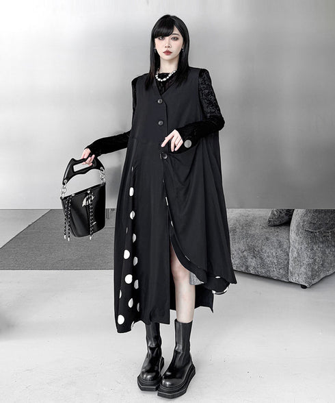 Layered Dot Panel V Neck vest