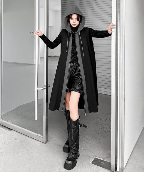 Hood Frame Long Vest
