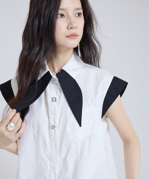Contrast Collar Blouse