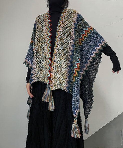 Multi Pattern Knit Cape