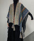 Multi Pattern Knit Cape