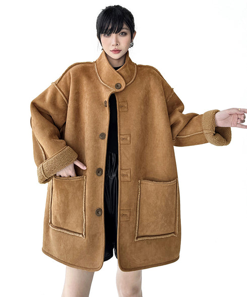 Shearling Texture Oversized Coat