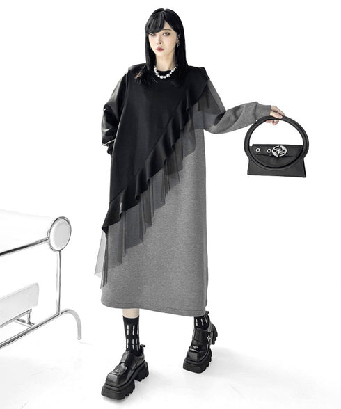 Sheer Frill Panel Cut Dress