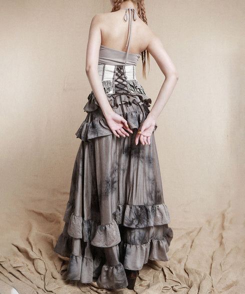 Layered Frill Lace-Up Corset Belt