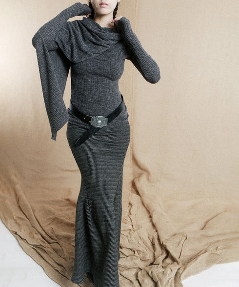 Hooded Rib Drape Top