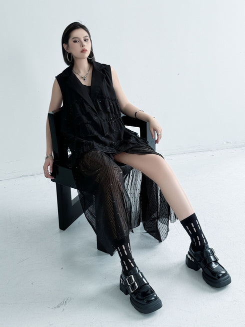 Frill Mesh Layered Vest