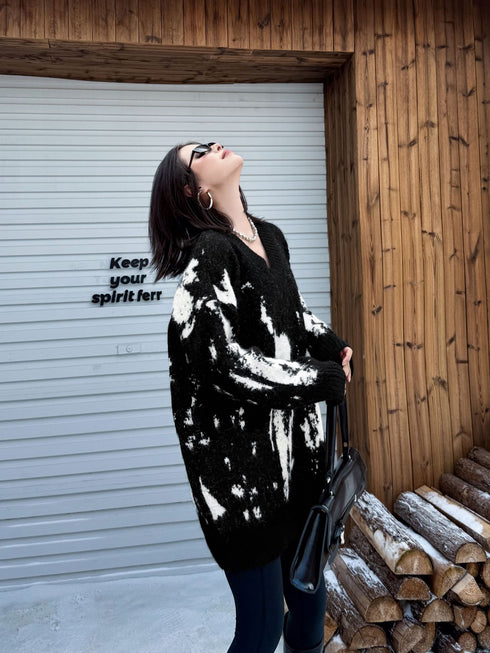 Abstract Dye Oversized Knit Top